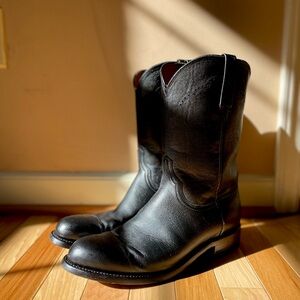 Lucchese Calfskin Roper Boots Black 9.5 EE